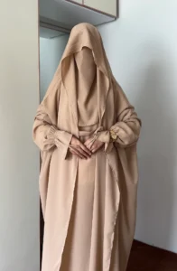Saudi or Irani Jilbab Full Length Beige and Noise Pc Firdous Fabric