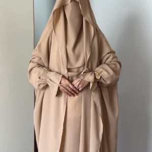Saudi or Irani Jilbab Full Length Beige and Noise Pc Firdous Fabric