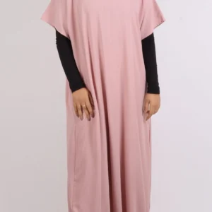 Inner Layering Half-Sleeve Dress / Slip – Pastel Pink