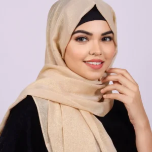 Cream Gold Premium Zari Hijab