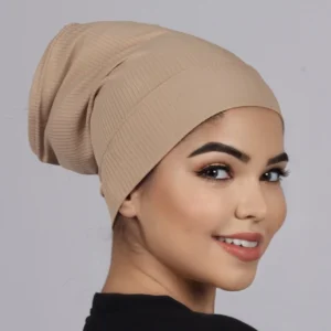 Beige Ribbed Tube Cap