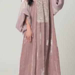 Floral Embroidery Irregular Neck Loose-Fit Kaftan Maxi Dresses